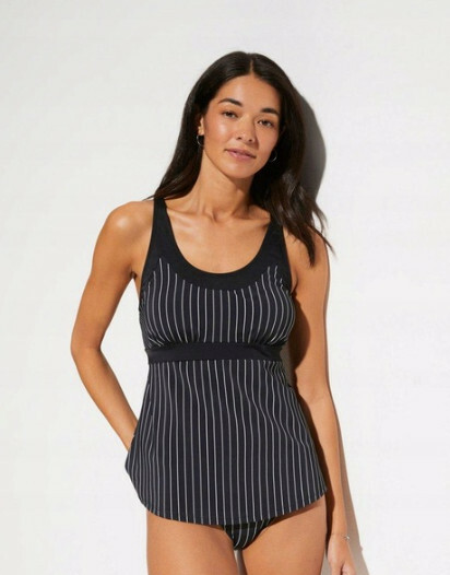 czarna góra od bikini tankini wzór paski 
