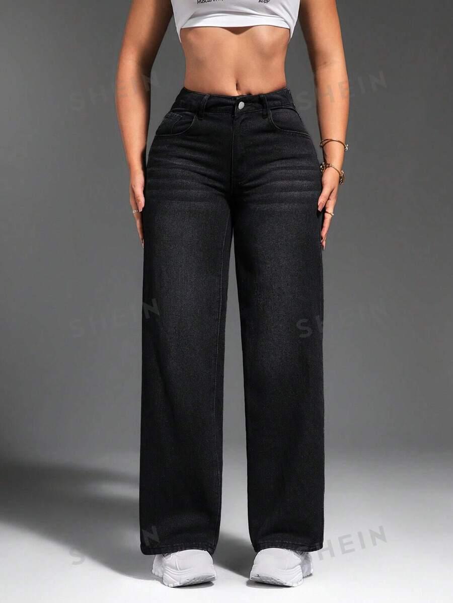 CZARNE SPODNIE JEANS 