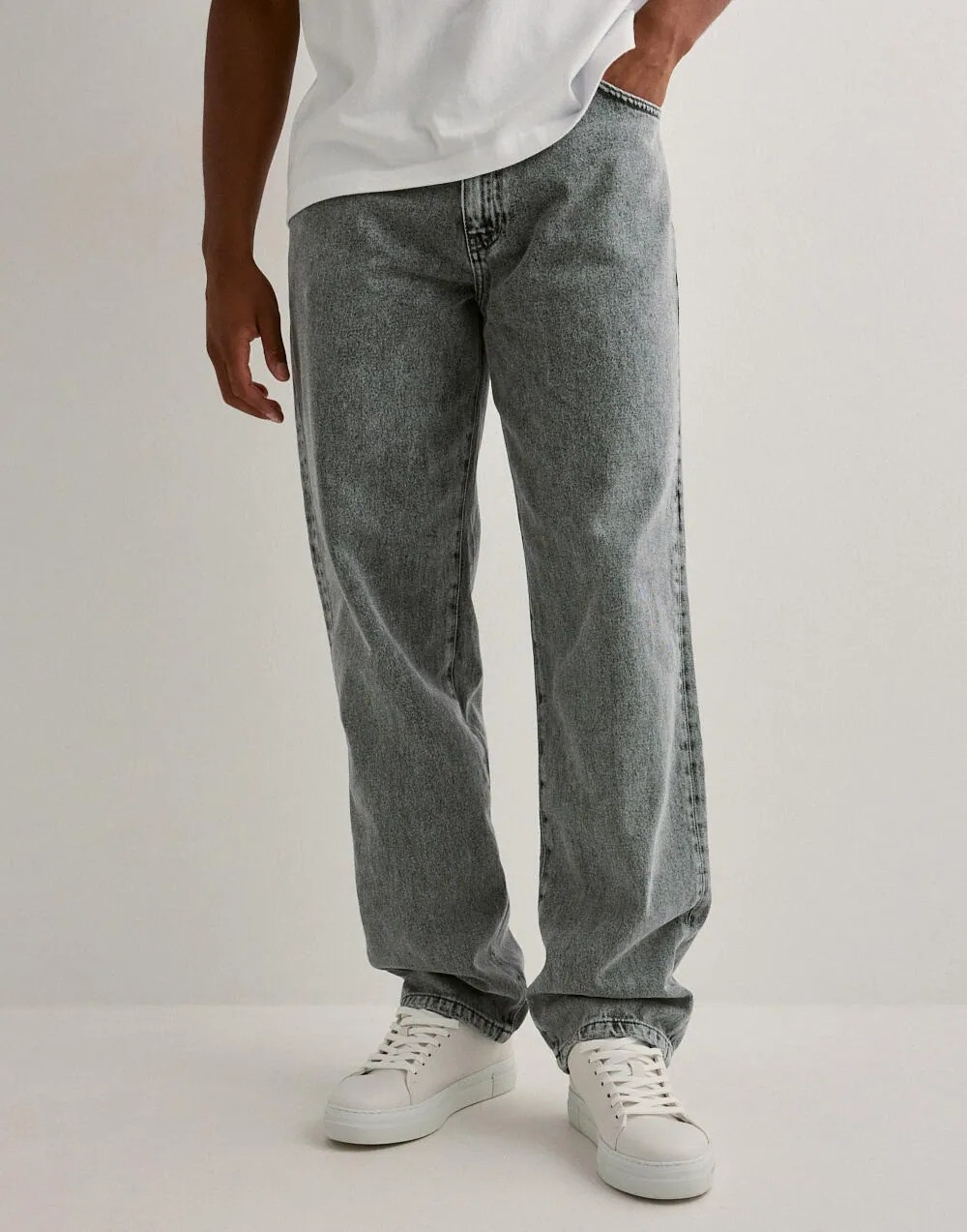 SZARE PROSTE SPODNIE JEANS 