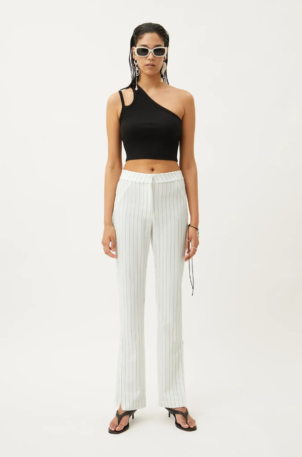 BIAŁE SPODNIE W PASKI