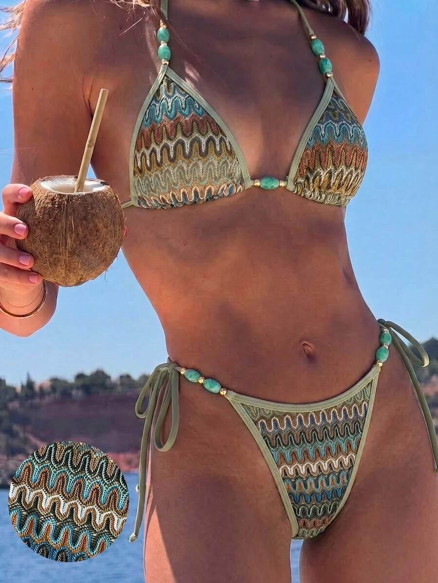 WIĄZANY DWUCZĘŚCIOWY STRÓJ KĄPIELOWY BOHO