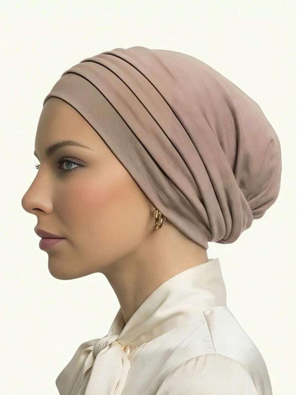 BEŻOWY TURBAN NA GŁOWĘ
