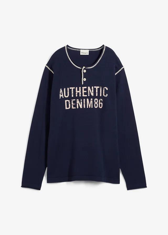 SWETER DZIANINOWY Z NADRUKIEM