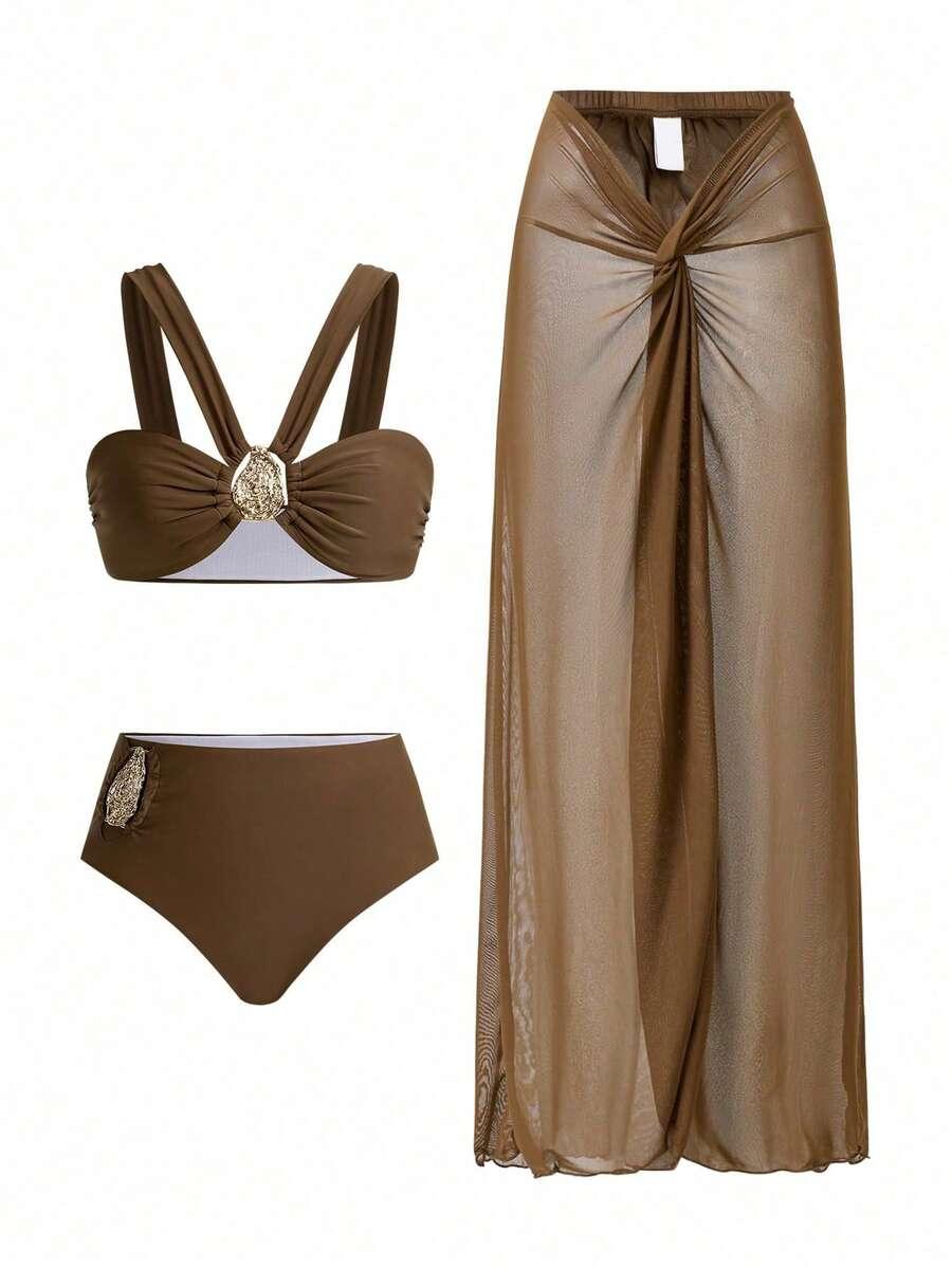 dwuczęściowy kostium kąpielowy bikini narzutka