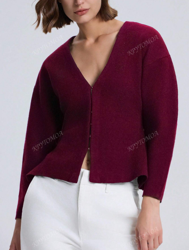 BORDOWY SWETER V-NECK