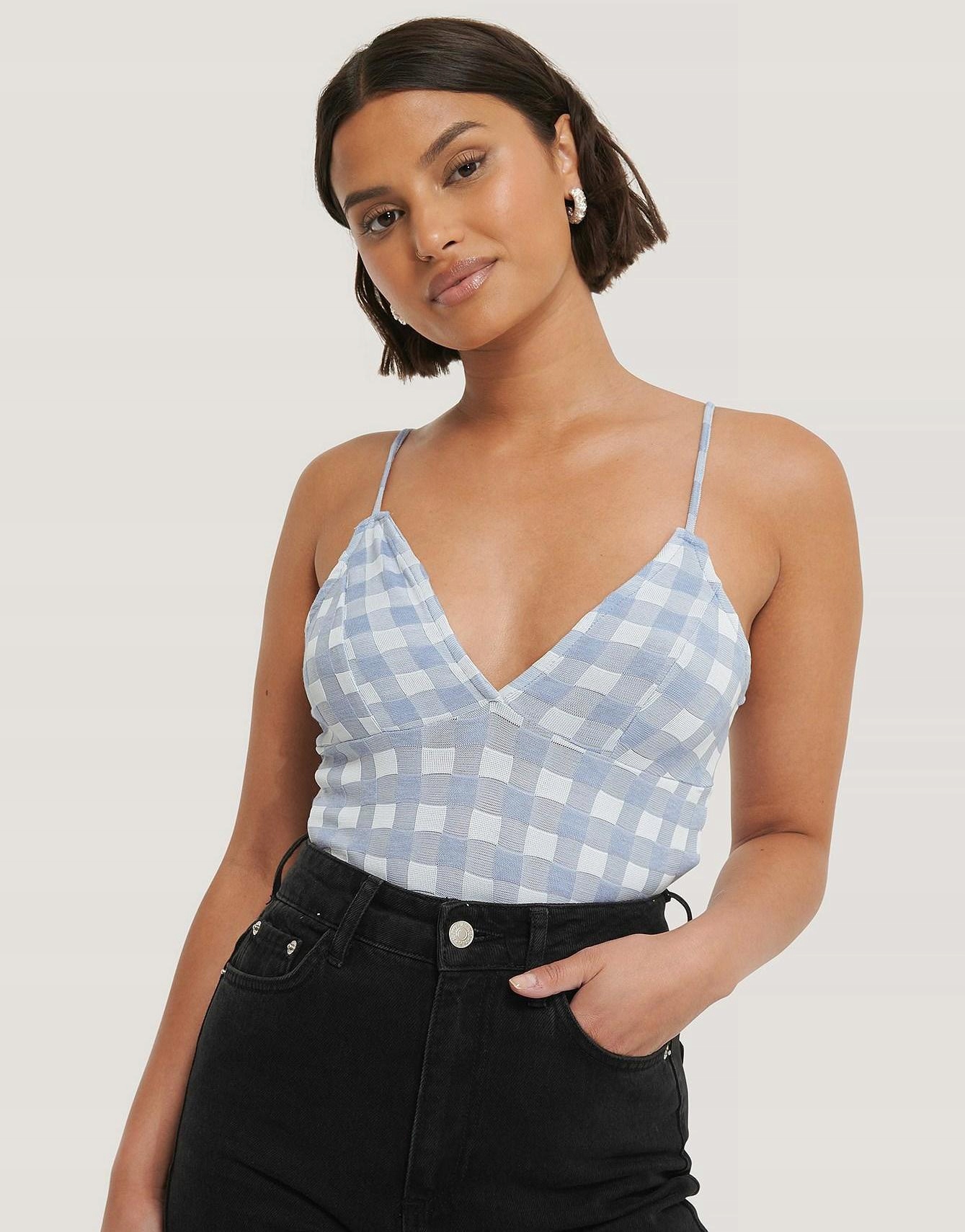 crop top wzór kratka