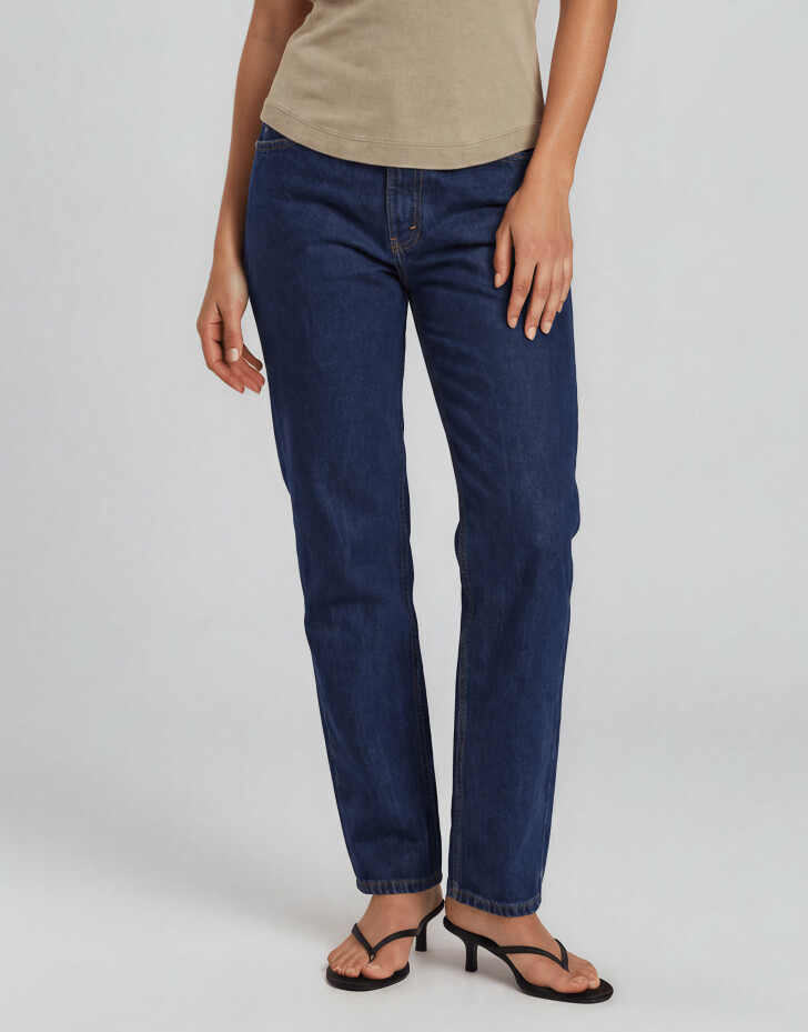 GRANATOWE PROSTE SPODNIE JEANS