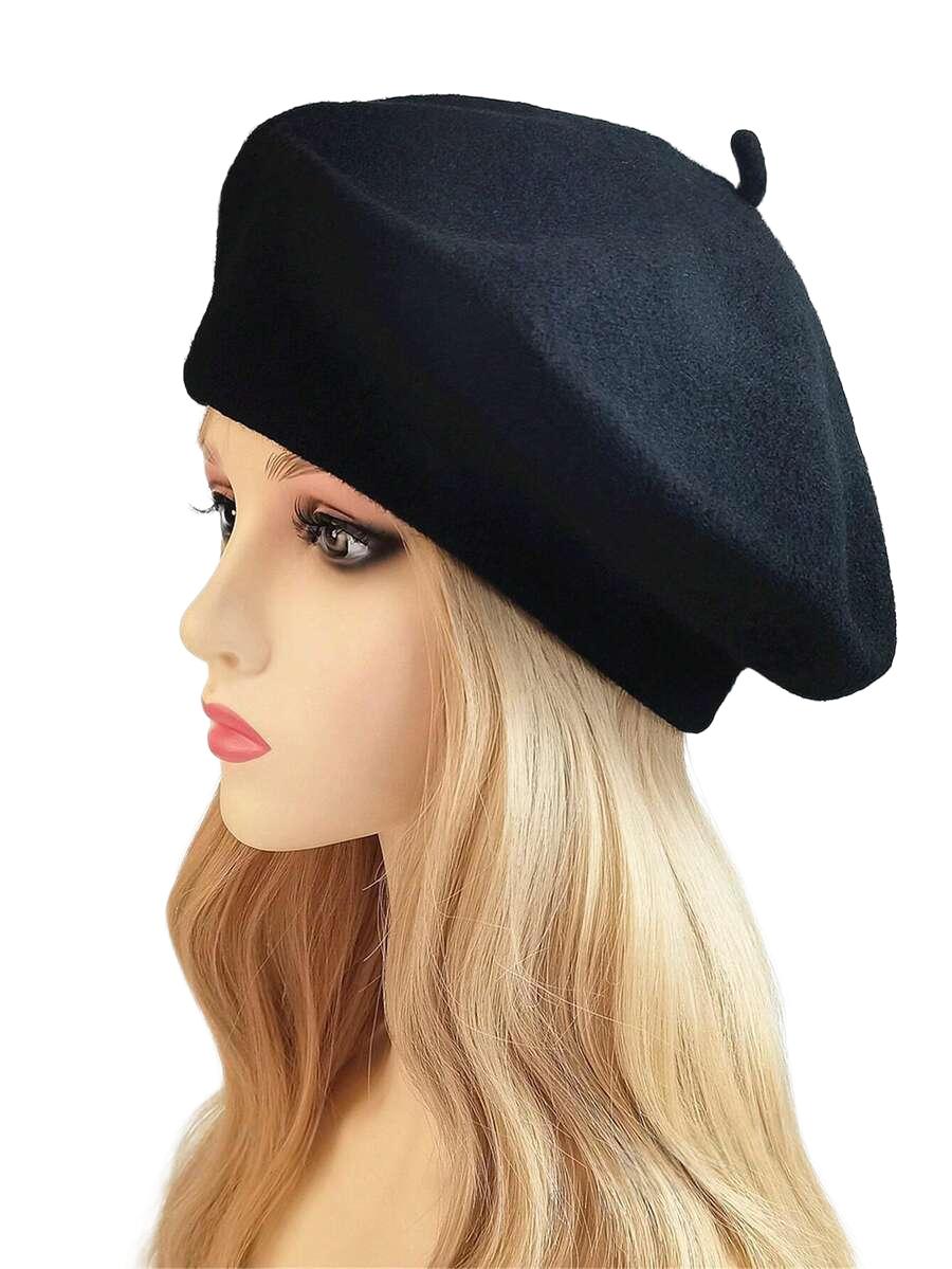 CZARNY WEŁNIANY BERET