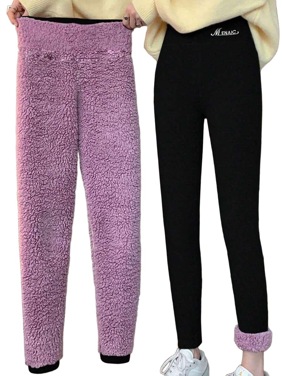 czarne ocieplane legginsy