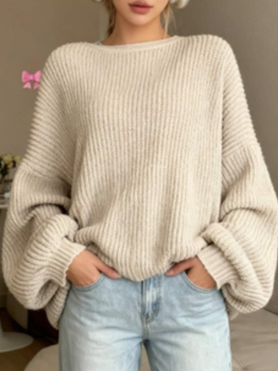 beżowy sweter prążki