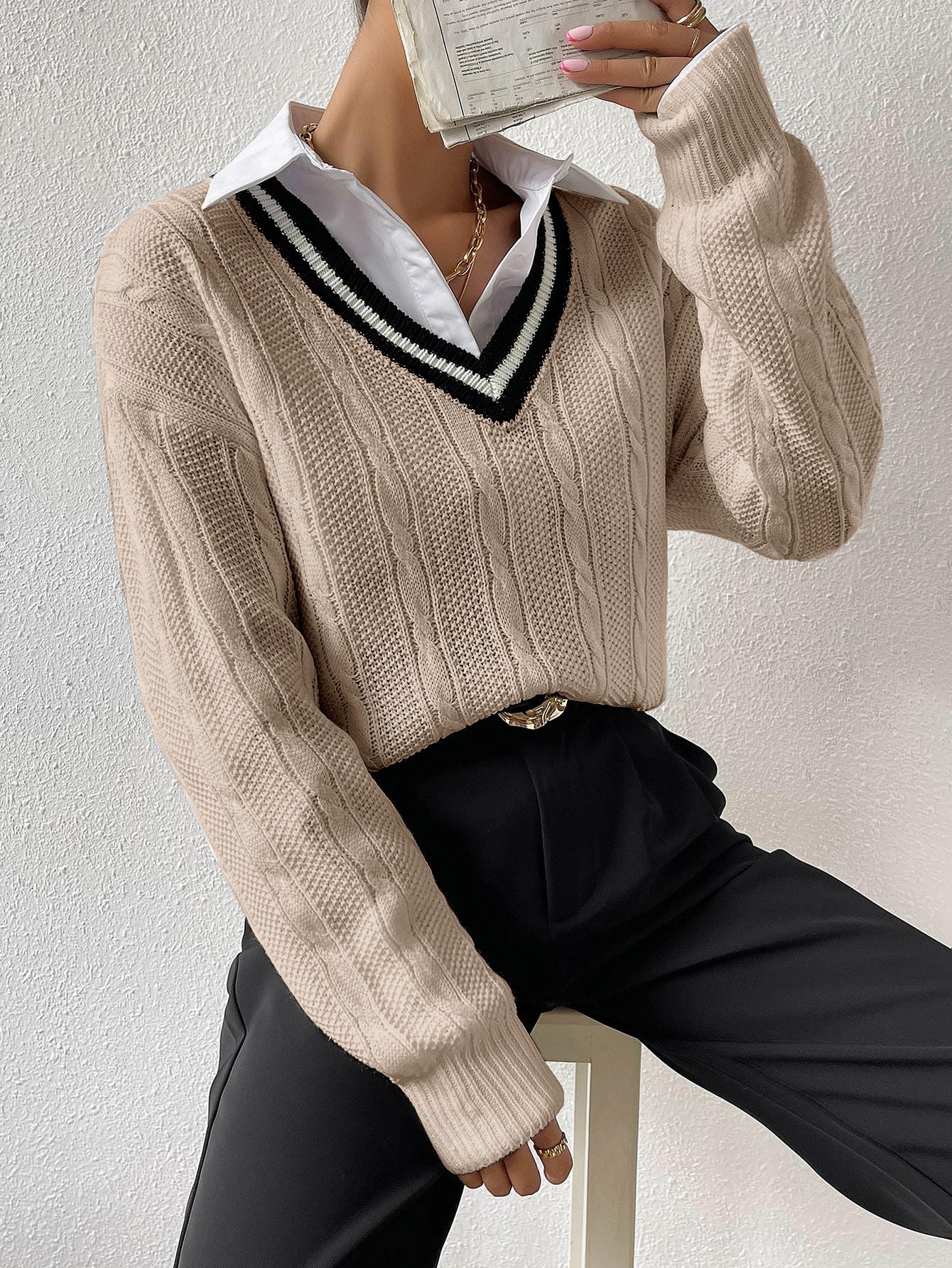 BEŻOWY SWETER DZIANINA