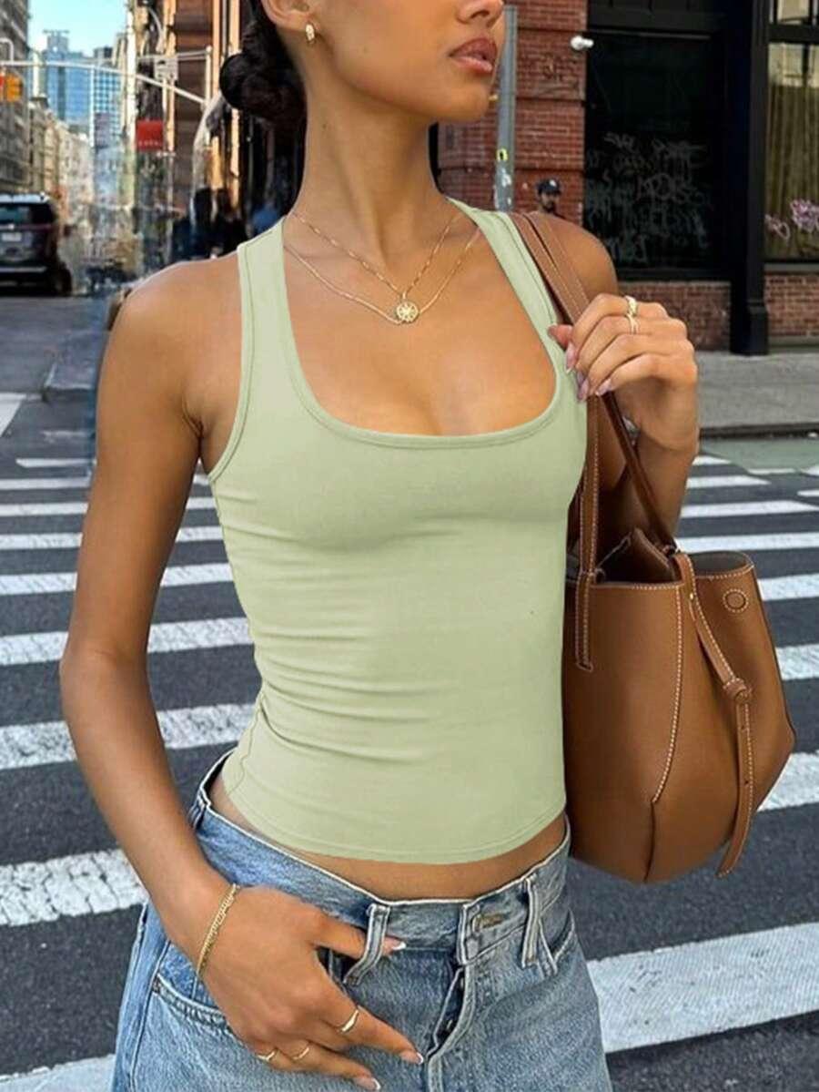 zielony klasyczny top basic