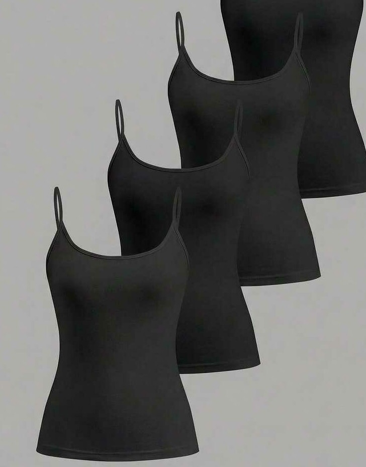 czarny top na ramiączkach 3-pack