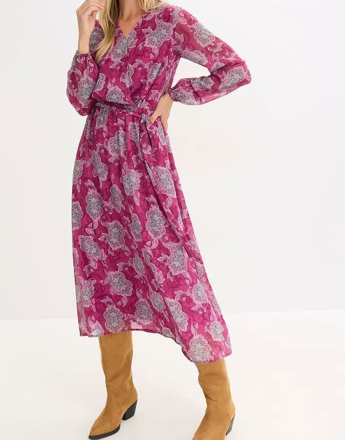 SUKIENKA BOHO MIDI Z DEKOLTEM V AZTECKI WZÓR