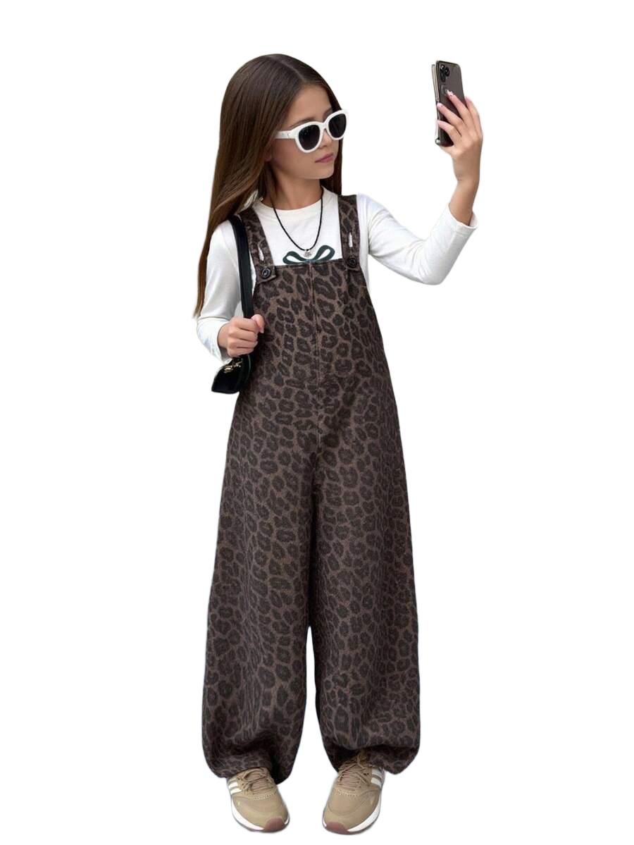 DZIEWCZĘCY KOMBINEZON JEANS W PANTERKĘ 
