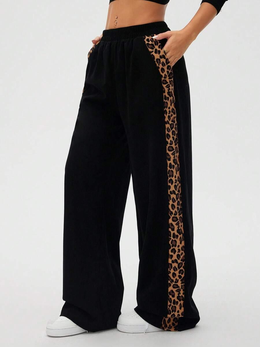 SPODNIE SZEROKA NOGAWKA ANIMAL PRINT