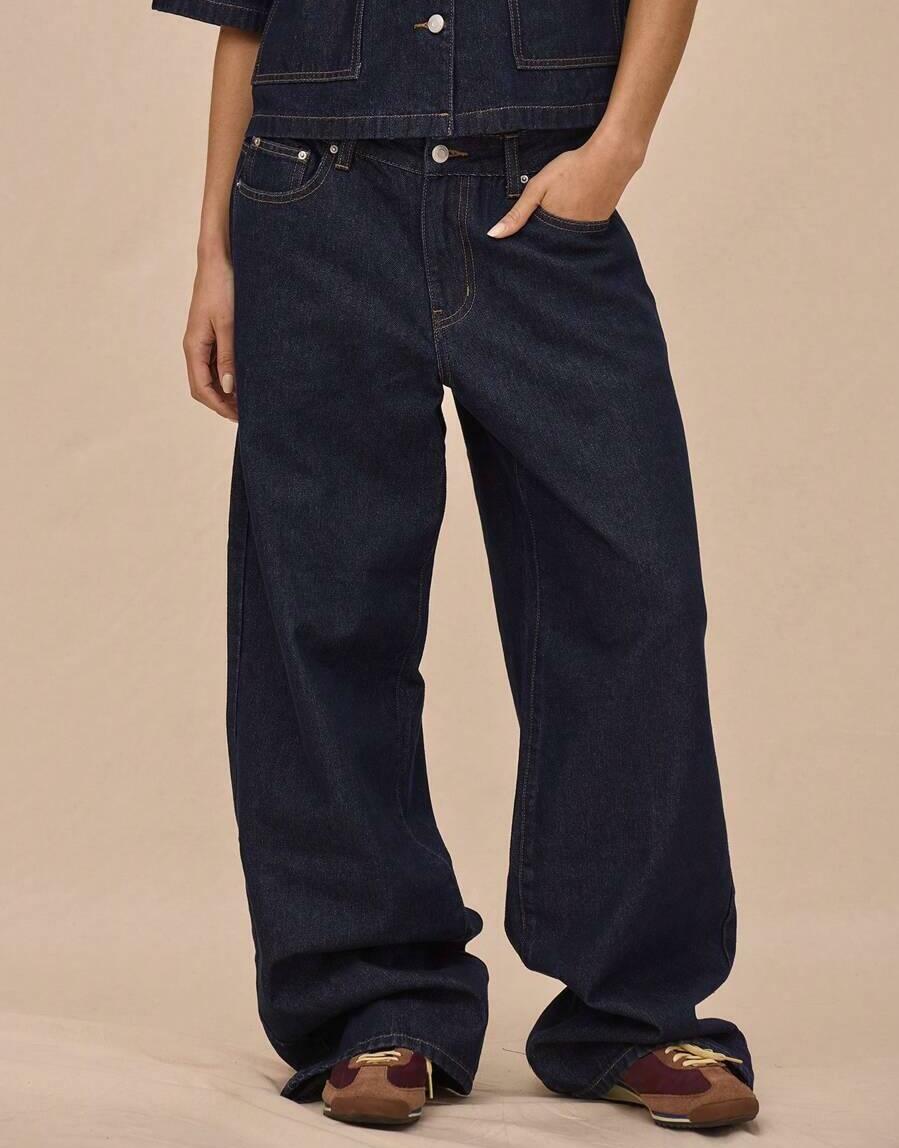 GRANATOWE SPODNIE JEANS 
