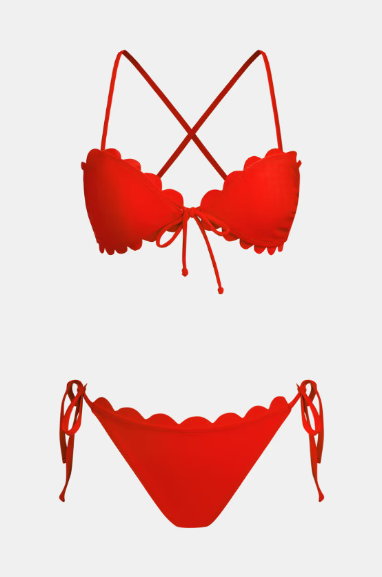 CZERWONY DÓŁ OD BIKINI WIĄZANIE