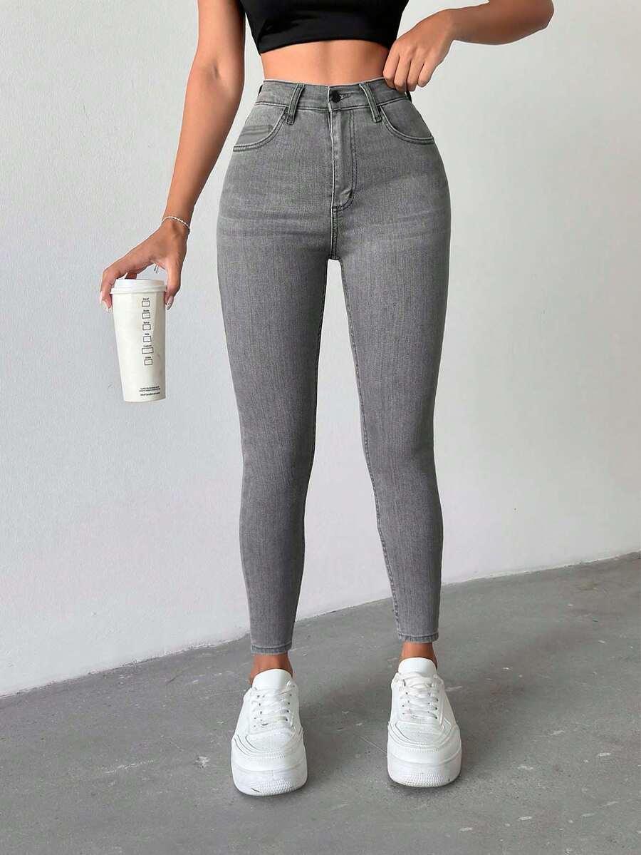 SZARE SPODNIE JEANS