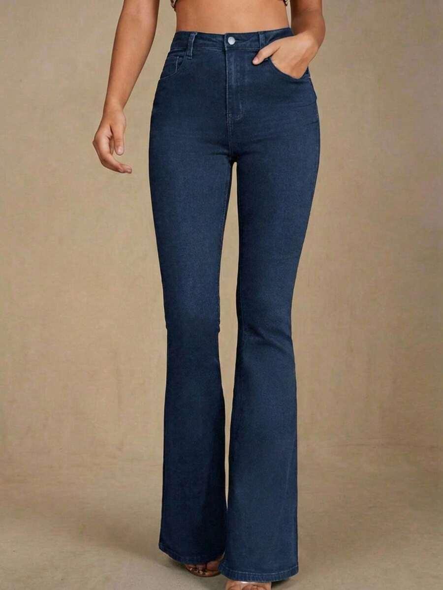 GRANATOWE SPODNIE JEANS