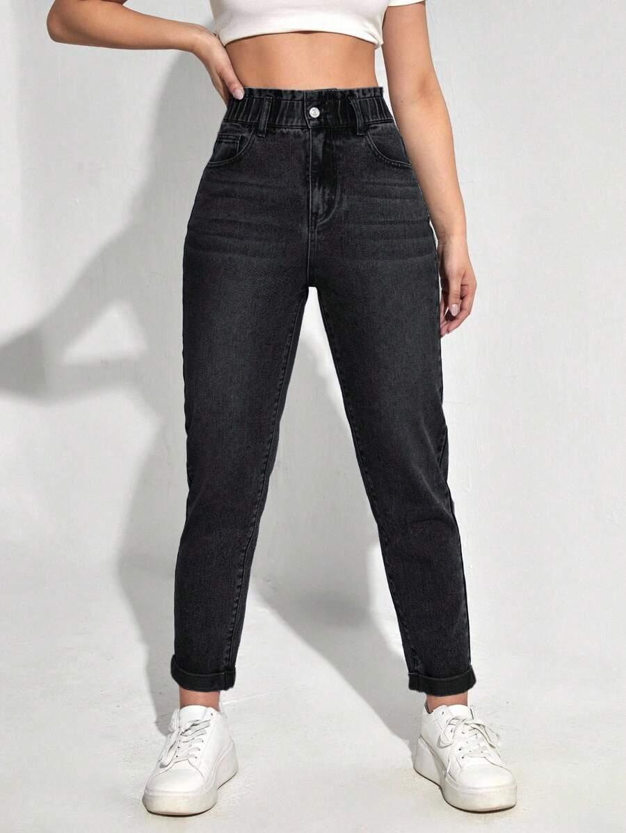 CZARNE SPODNIE JEANS
