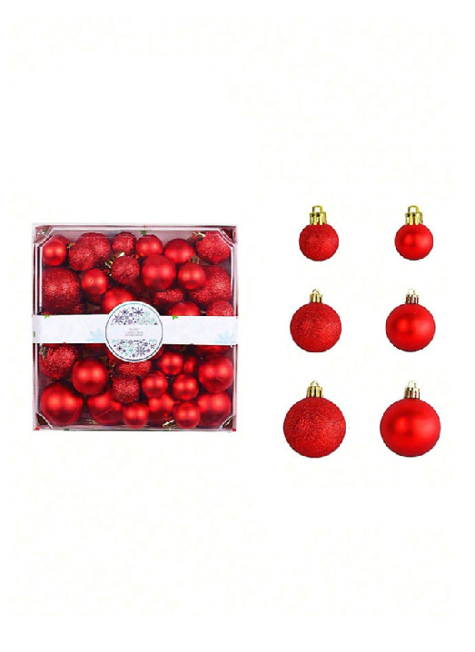 czerwone bobki na choinkę 44-pack