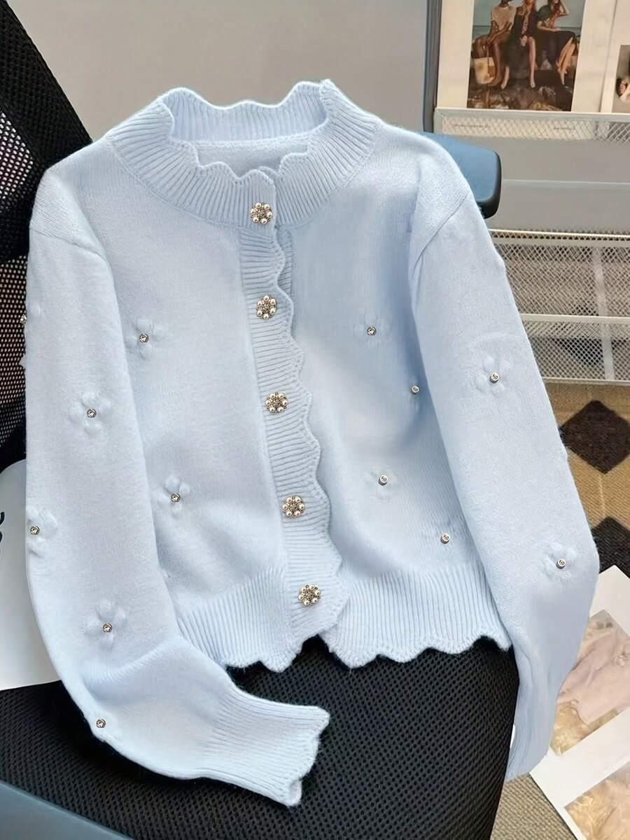 NIEBIESKI SWETER ZDOBIENIA