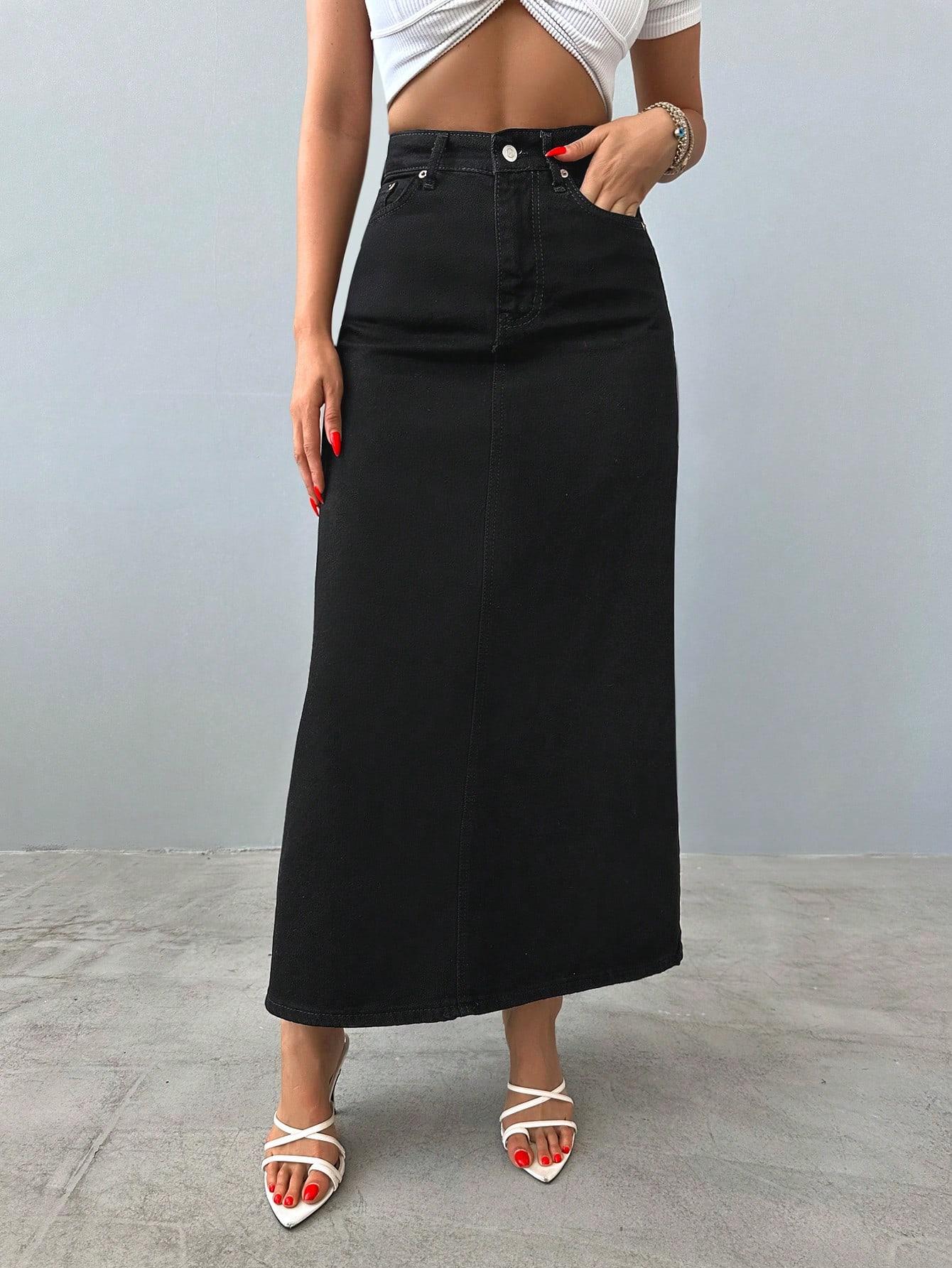czarna spódnica jeans