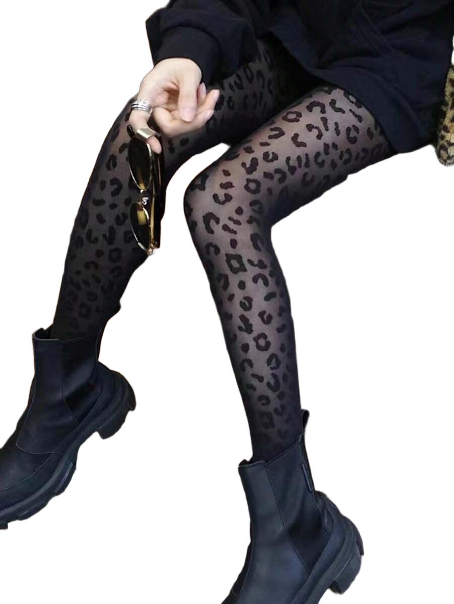CZARNE RAJSTOPY ANIMAL PRINT