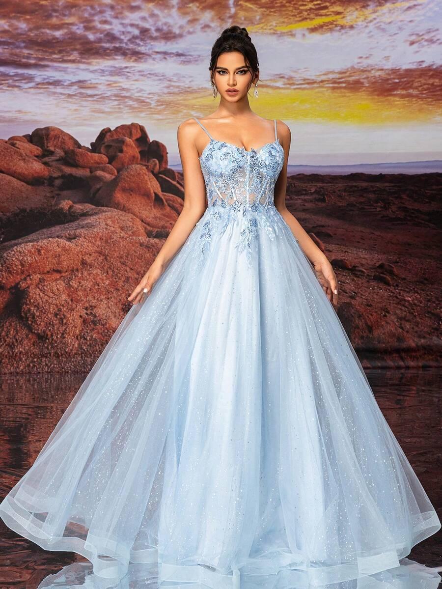 niebieska maxi sukienka