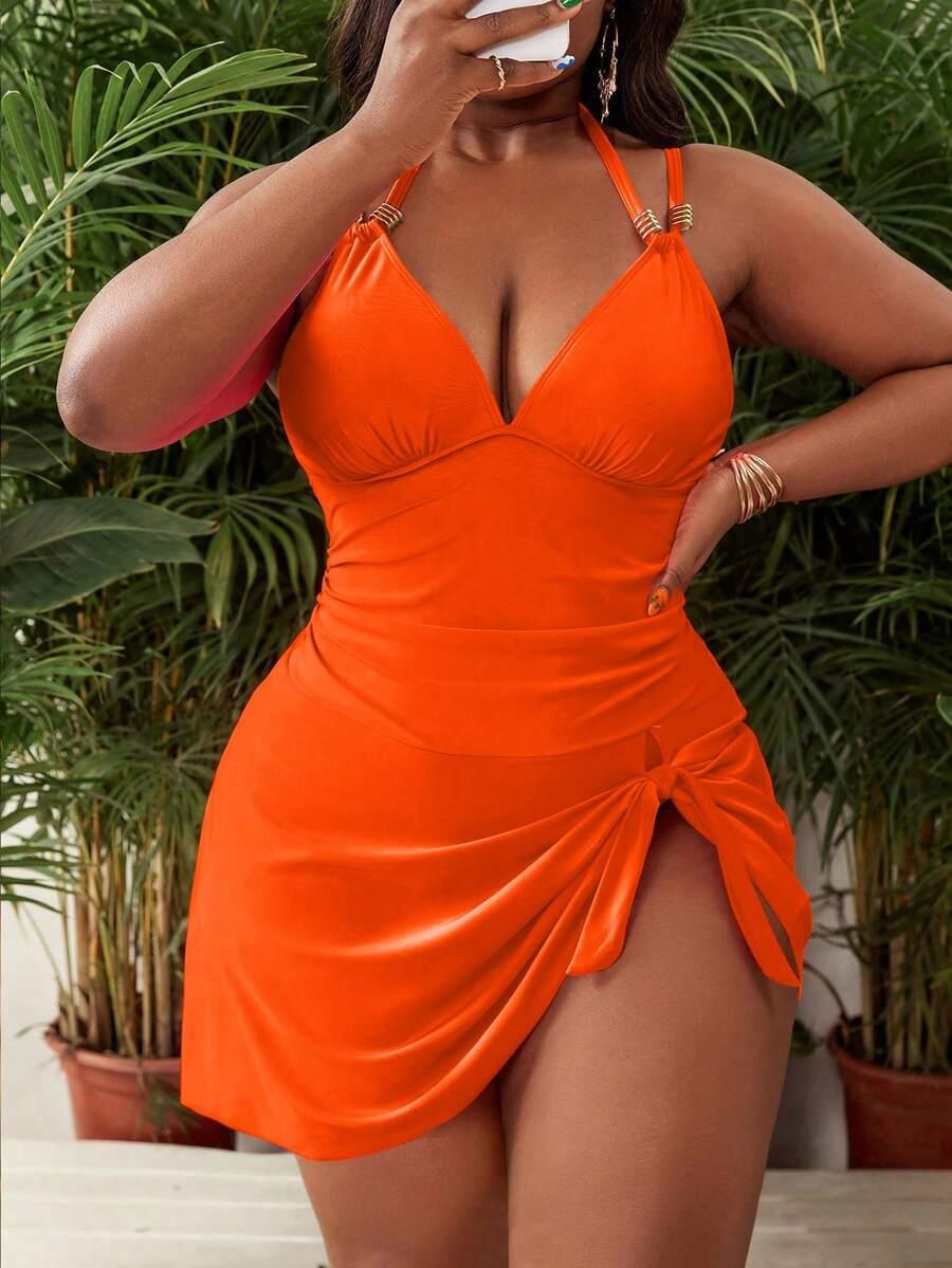 pomarańczowy jednoczęściowy strój KĄPIELOWY