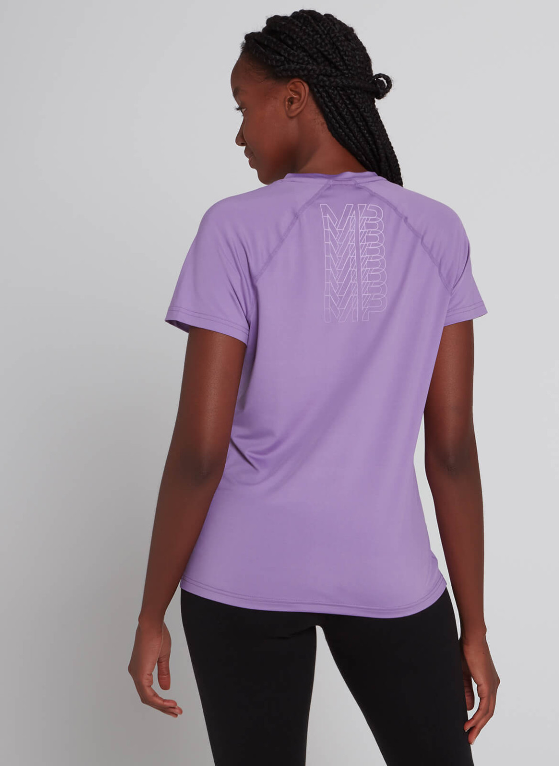 fioletowa koszulka sportowa krótki rękaw logo nadruk