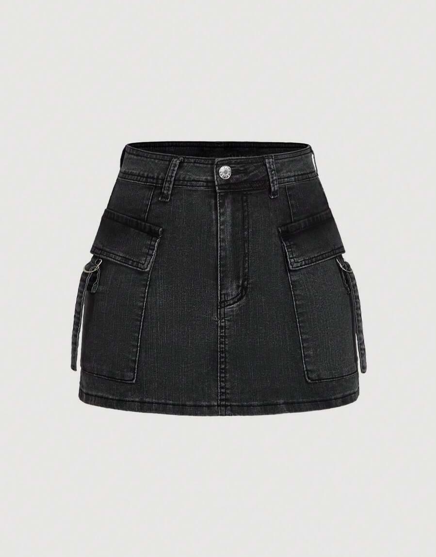 CZARNA MINI SPÓDNICA JEANS 
