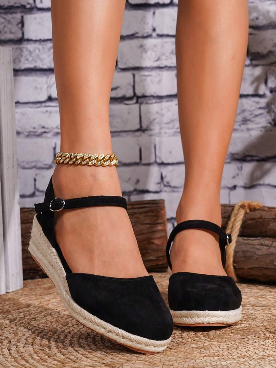 CZARNE ESPADRYLE KOTURN