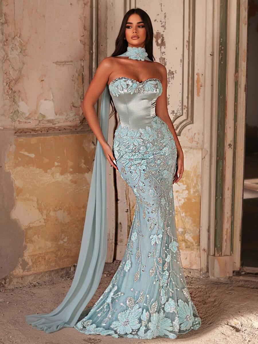 NIEBIESKA MAXI SUKIENKA 