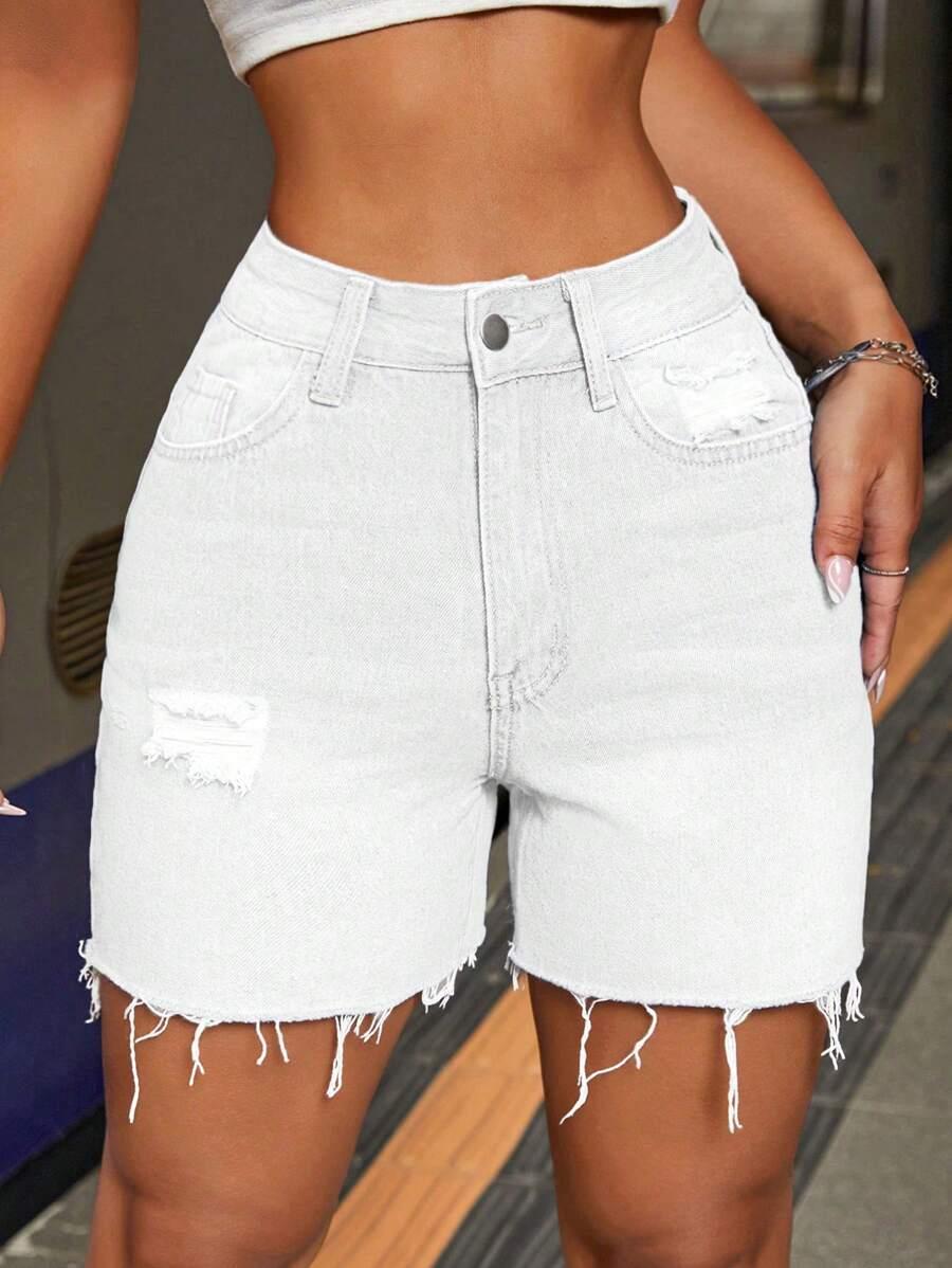 BIAŁE KTRÓTKIE SPODENKI JEANS