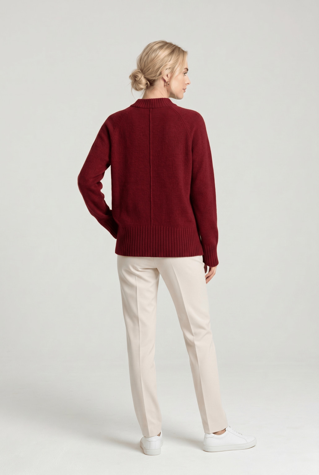 bordowy sweter oversize