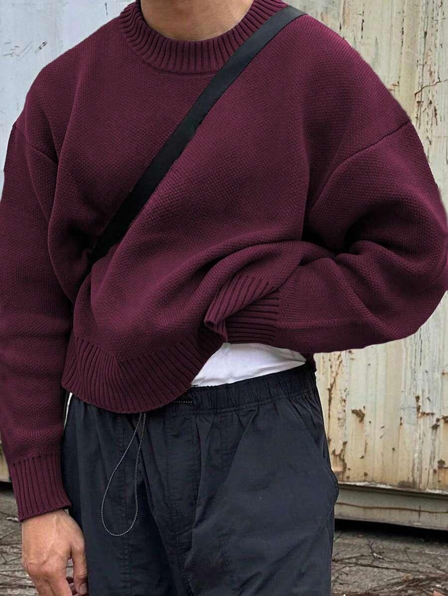 BURGUNDOWY SWETER DŁUGI RĘKAW