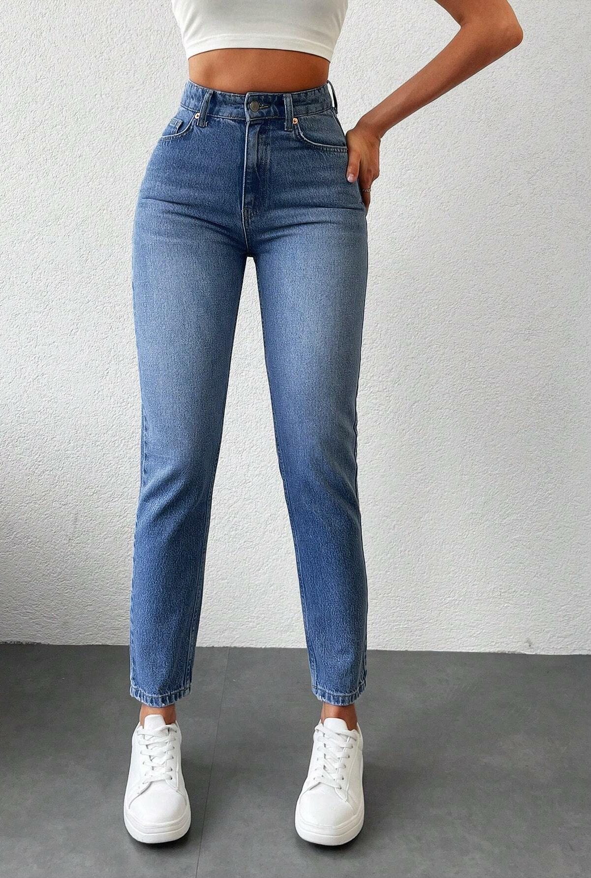 SPODNIE MOM JEANS HIGH WAIST KIESZENIE