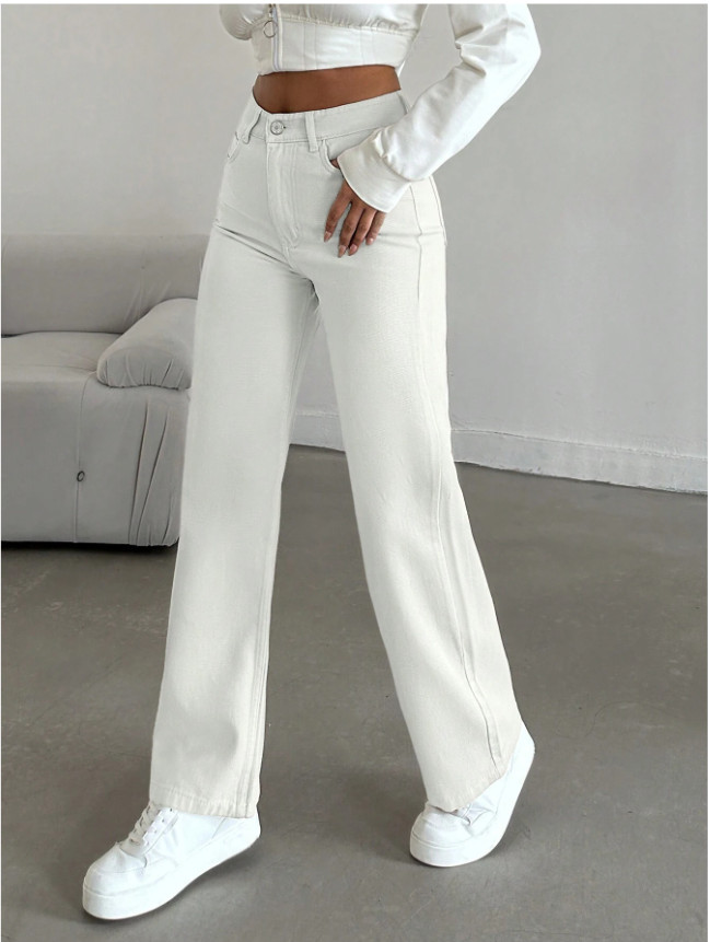 BIAŁE SPODNIE JEANS