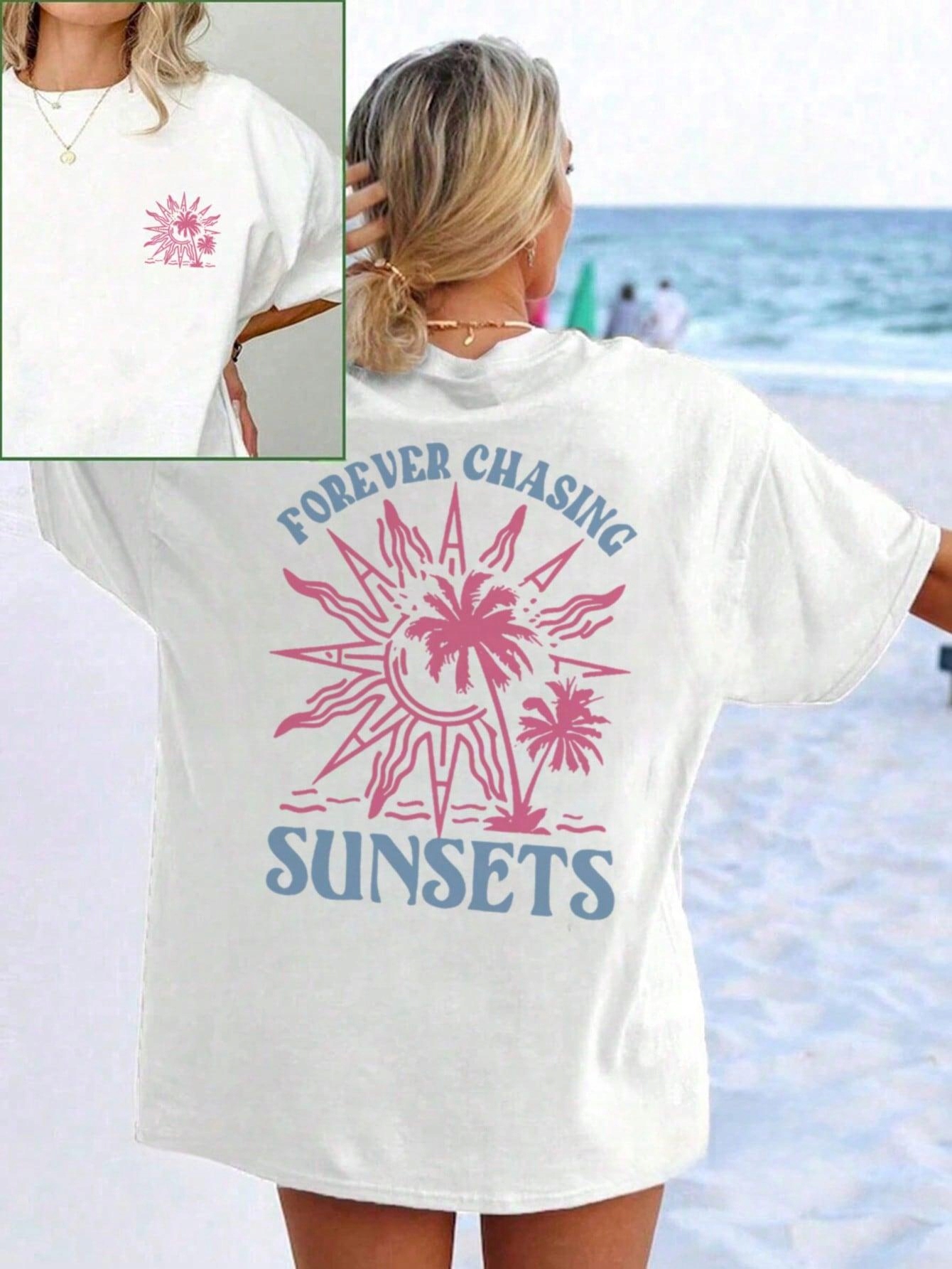 biały t-shirt print