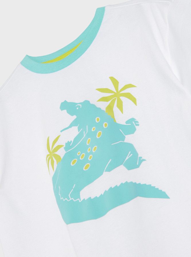 BIAŁY T-SHIRT KONTRAST NADRUK