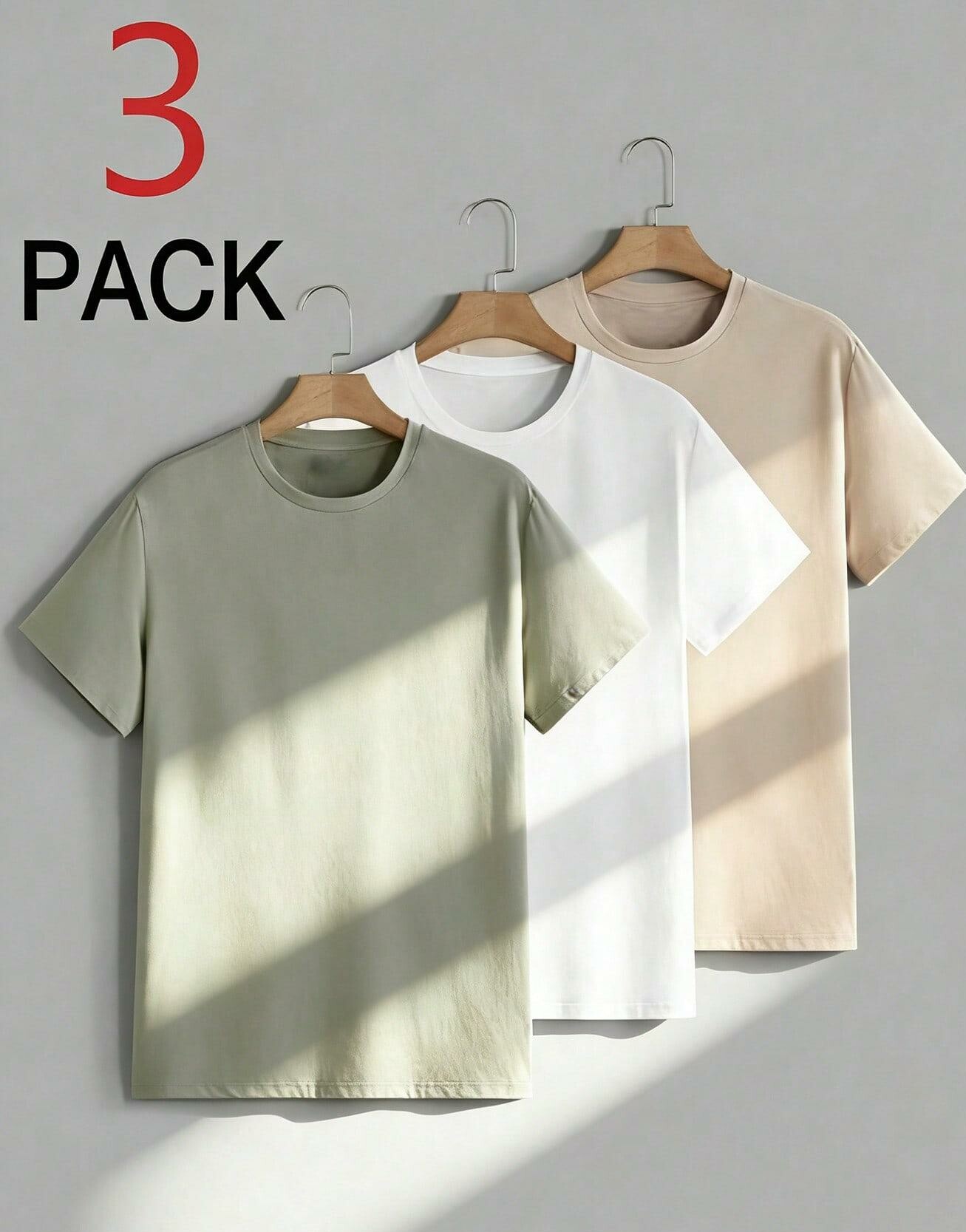 GŁADKI T-SHIRT 3-PACK