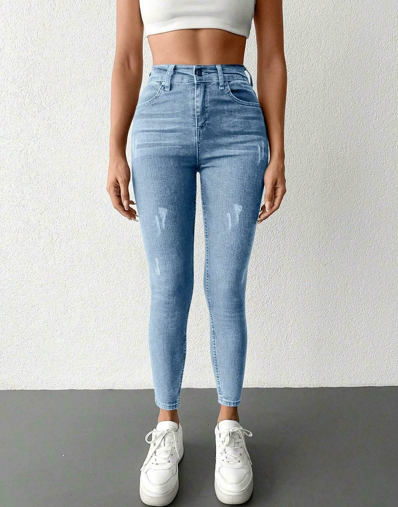 NIEBIESKIE SPODNIE JEANS RURKI WYSOKI STAN