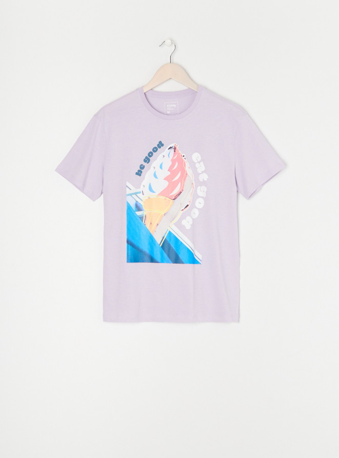 fioletowy t-shirt z nadrukiem