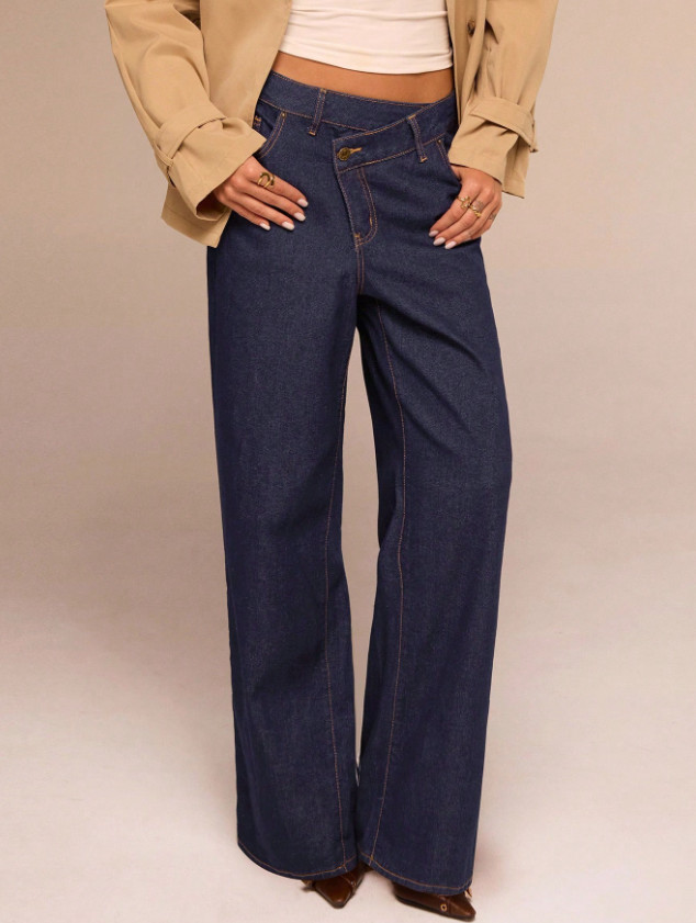 GRANATOWE SPODNIE JEANS 