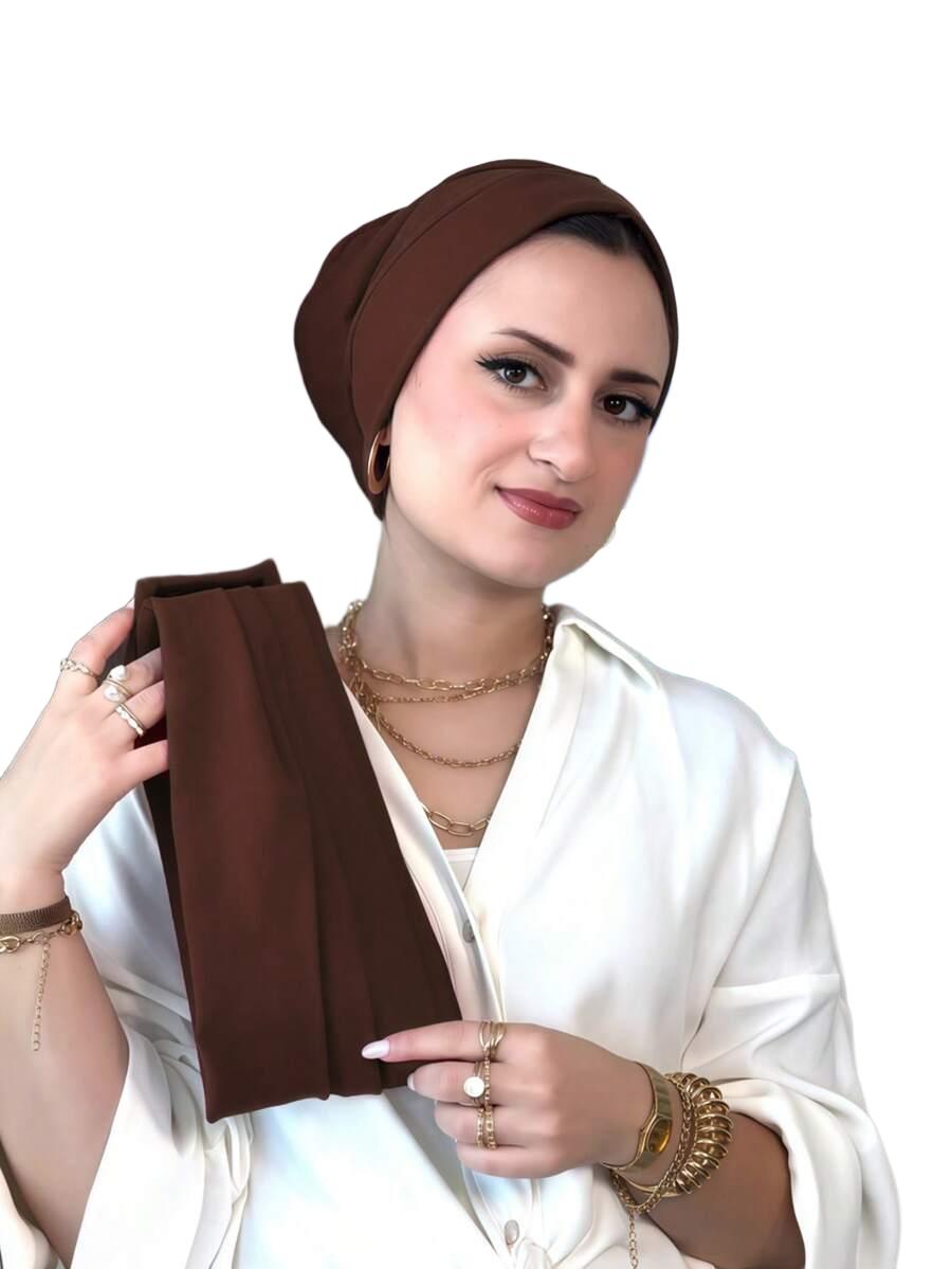 brązowy turban na głowę