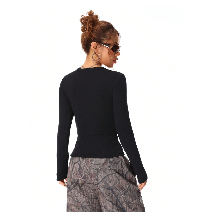 CZARNA BLUZKA V-NECK 