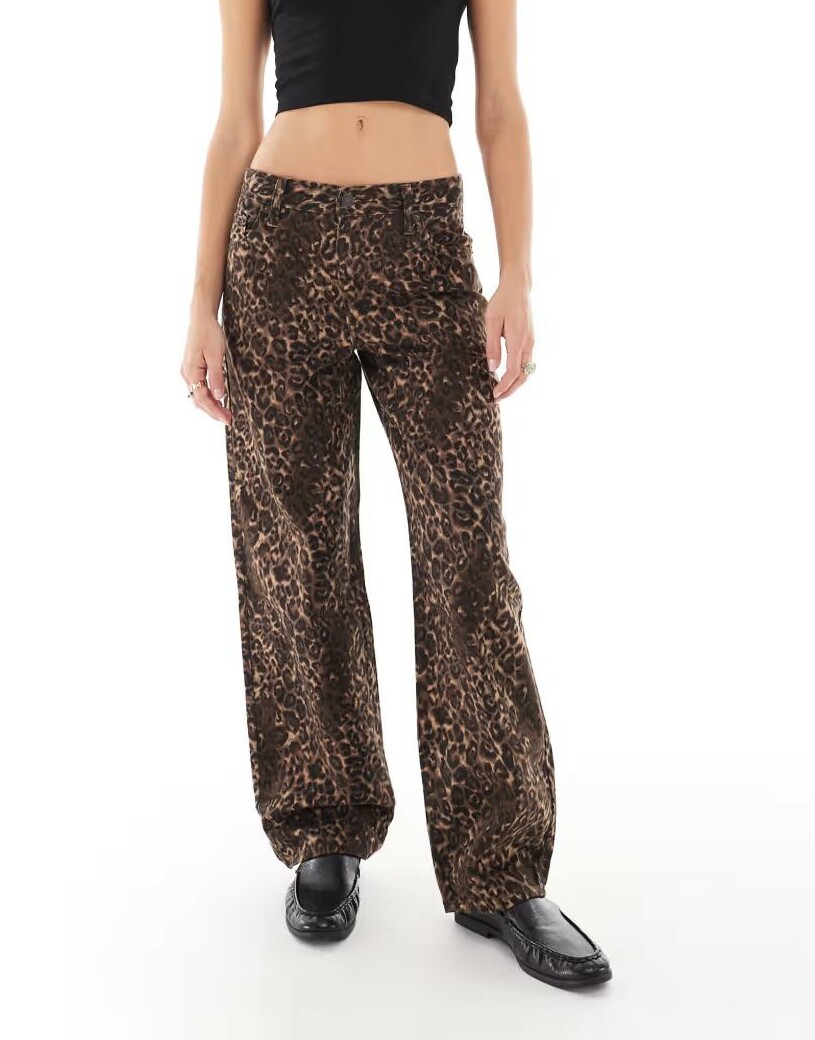 SPODNIE JEANS NISKI STAN ANIMAL PRINT KIESZENIE