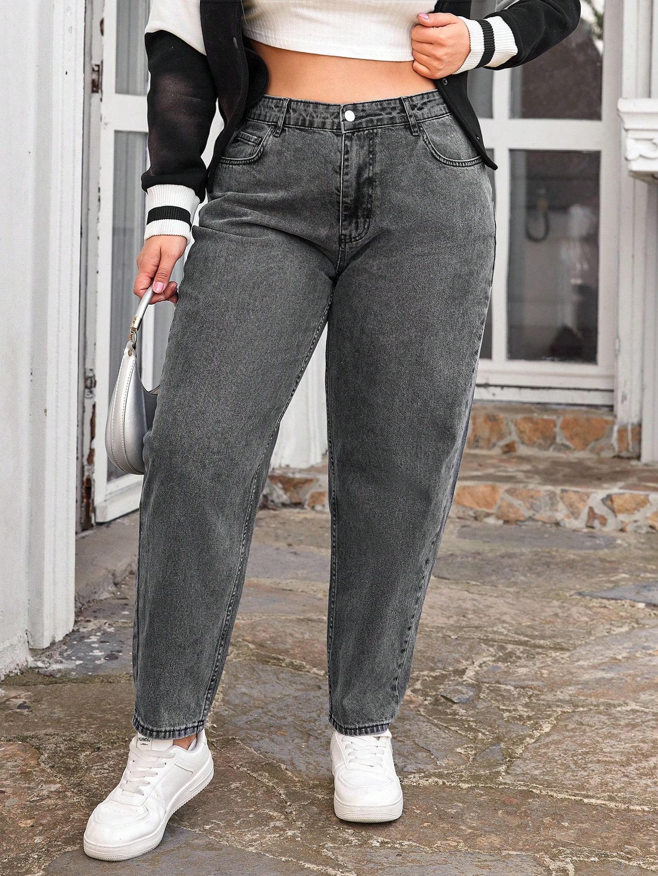 szare spodnie wysoki stan jeans